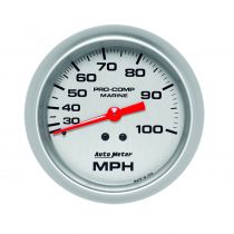 Autometer Gauge, Speedometer, 3 3/8", 100Mph, Mechanical, Marine Silver