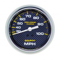 Autometer Gauge, Speedometer, 3 3/8", 100Mph, Mechanical, Marine Carbon Fiber