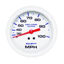 Autometer Gauge, Speedometer, 3 3/8", 100Mph, Mechanical, Marine White