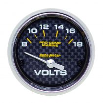 Autometer Gauge, Voltmeter, 2 1/16", 18V, Electric, Marine Carbon Fiber