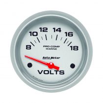 Autometer Gauge, Voltmeter, 2 5/8", 18V, Electric, Marine Silver