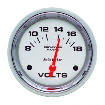 Autometer Gauge, Voltmeter, 2 5/8", 18V, Electric, Marine Chrome