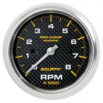 Autometer Gauge, Tachometer, 3 3/8", 8K Rpm, Marine Carbon Fiber