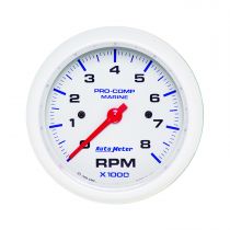 Autometer Gauge, Tachometer, 3 3/8", 8K Rpm, Marine White