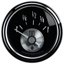 Autometer Gauge, Fuel Level, 2 1/16", 0 To 90Ω, Elec, Prestige Blk. Diamond