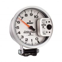 Autometer Gauge, Tachometer, 5", 10K Rpm, Pedestal W/ Peak Memory, Silver, Auto Gage