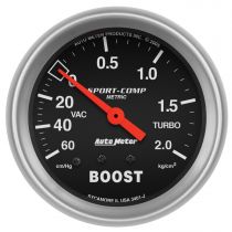 Autometer Gauge, Vac/Boost, 2 5/8", 60Cmhg - 2.1Kg/Cm2, Mechanical, Sport-Comp