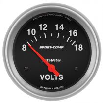 Autometer Gauge, Voltmeter, 2 5/8", 18V, Electric, Sport-Comp