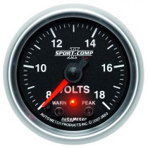 Autometer Gauge, Voltmeter, 2 1/16", 18V, Digital Stepper Motor W/Pk & Wrn, Sport-Comp Ii