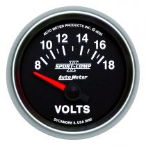 Autometer Gauge, Voltmeter, 2 1/16", 18V, Electric, Sport-Comp Ii