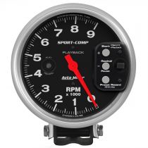 Autometer Gauge, Tachometer, 5", 9K Rpm, Pedestal W/ Rpm Playback, Sport-Comp