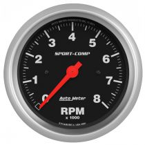 Autometer Gauge, Tachometer, 3 3/8", 8K Rpm, In-Dash, Sport-Comp