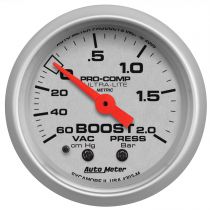 Autometer Gauge, Vac/Boost, 2 1/16", 60Cmhg - 2.0Bar, Mechanical, Ultra-Lite