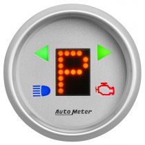 Autometer Gauge, Gear Pos, 2 1/16", Incl Indicators, Silver Dial, Red Led, Silver Bezel