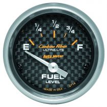 Autometer Gauge, Fuel Level, 2 1/16", 0 To 90Ω, Elec, Carbon Fiber