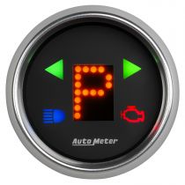 Autometer Gauge, Gear Pos, 2 1/16", Incl Indicators, Black Dial, Blu Led, Bright Super Bzl
