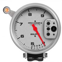 Autometer Gauge, Tach, 5", 9K Rpm, Pedestal W/ Quick Lite, Dual Range W/Peak Memory, Ul