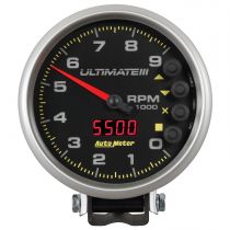 Autometer Gauge, Tach, 5", 9K Rpm, Pedestal, Datalogging, Ultimate Iii Playback, Black