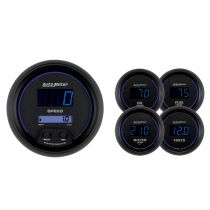 Autometer Gauge Kit, 5 Pc, 3 3/8" & 2 1/16", Elec Speedometer, Digital, Blk W/ Blue Led