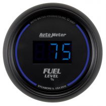 Autometer Gauge, Fuel Level, 2 1/16", 0-280Ω Programmable, Digital, Black Dial W/ Blue Led