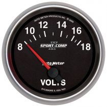 Autometer Gauge, Voltmeter, 2 5/8", 18V, Electric, Sport-Comp Ii
