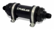 In-Line Fuel Filter -12AN Inlet/Outlet 100 Micron Stainless Steel Element Black