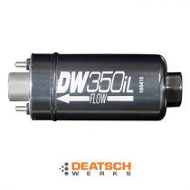 Front side of Deatschwerks DW350il in-line fuel pump