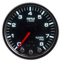 Autometer Gauge, Tach, 2 1/16", 8K Rpm, W/ Shift Light & Peak Mem, Blk/Smoke/Blk, Spek-Pro