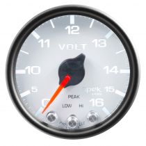 Autometer Gauge, Voltmeter, 2 1/16", 16V, Stepper Motor W/Peak & Warn, Wht/Blk, Spek-Pro