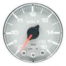 Autometer Gauge, Voltmeter, 2 1/16", 16V, Stepper Motor W/Peak & Warn, Slvr/Chrm, Spek-Pro