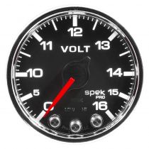 Autometer Gauge, Voltmeter, 2 1/16", 16V, Stepper Motor W/Peak & Warn, Blk/Chrm, Spek-Pro