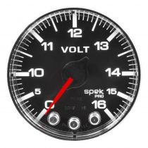Autometer Gauge, Voltmeter, 2 1/16", 16V, Stepper Motor W/Peak & Warn, Blk/Chrm, Spek-Pro